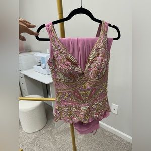 Indian Pakistani partwear co ord set two piece heavy top